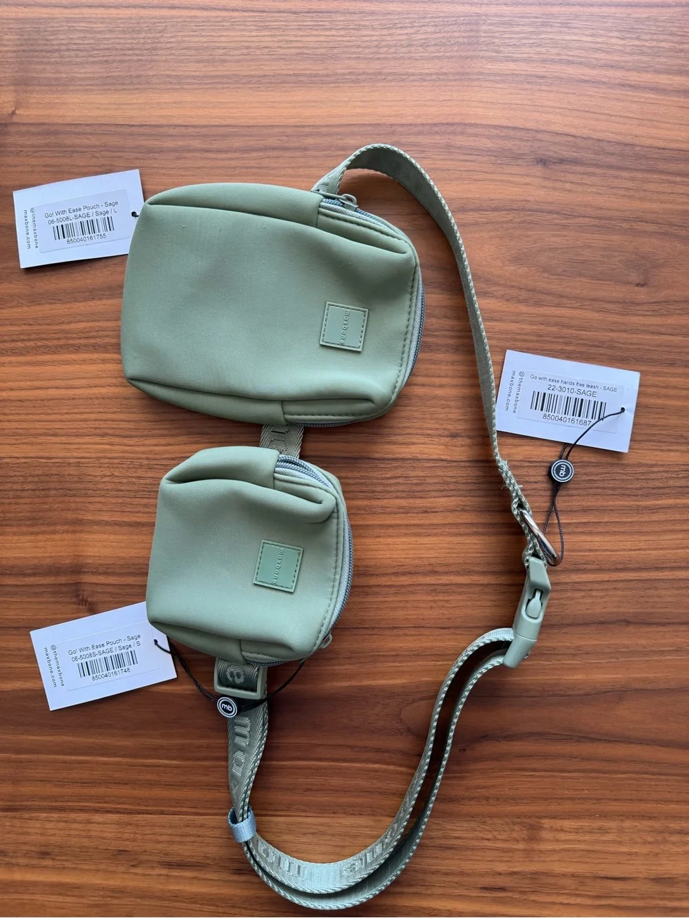 Maxbone Sage Go! Ease Hands Leash w/ Pouches + Waste Bag Holder